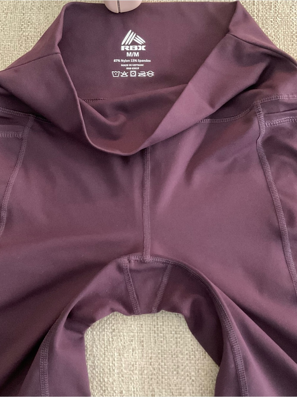 RBX Deep Burgundy active women’s full length high waist Legging with pockets. - Picture 4 of 9